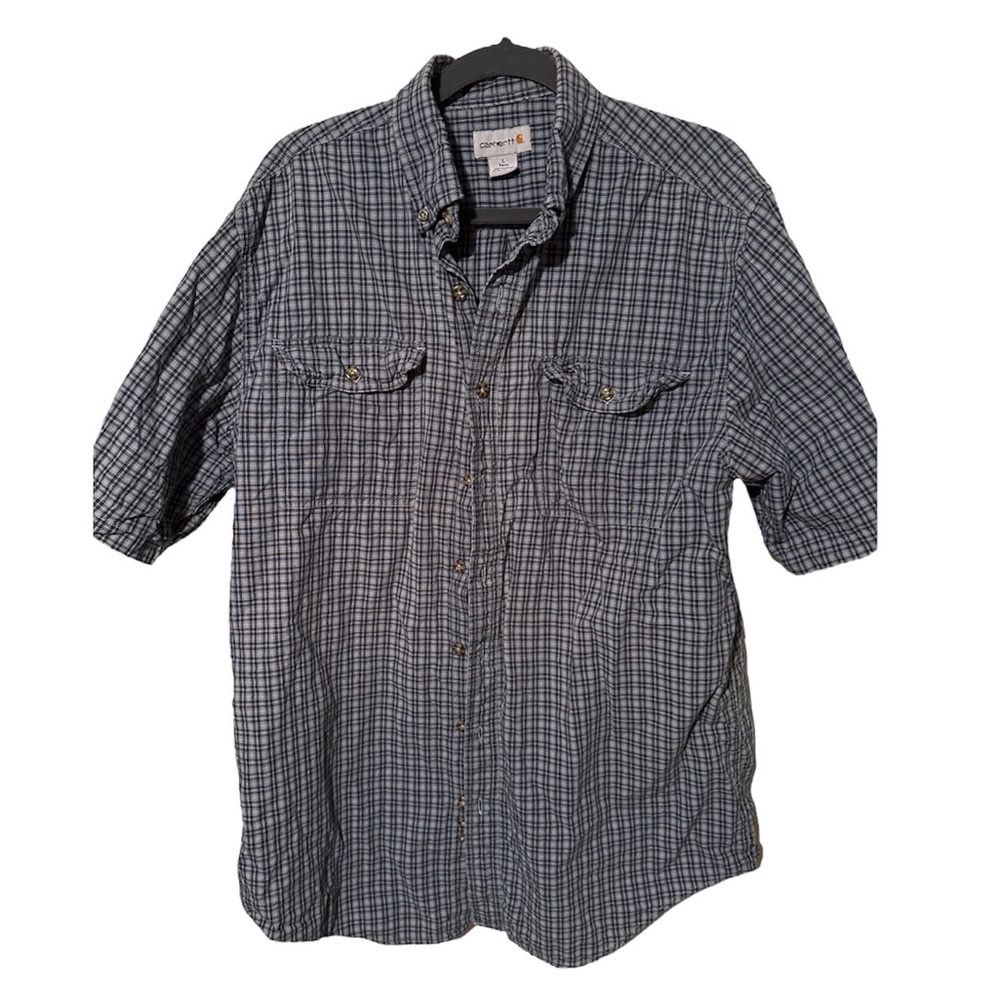 CARHARTT SHORT SLEEVED BUTTON DOWN SHIRT SIZE L TALL👷🏼🚜